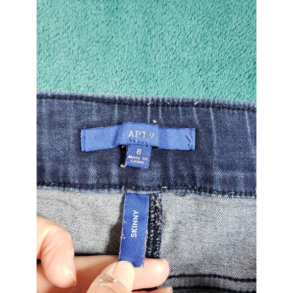 Apt 9 Jeans Size 8 Womens Blue Stretch Pull On Pants Ladies Mid Rise Skinny - Picture 3 of 11